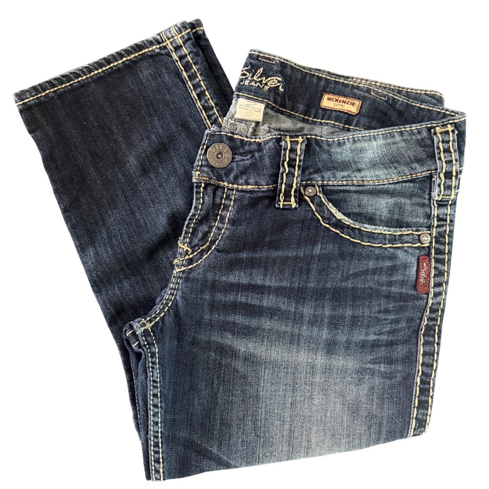 Silver Jeans McKenzie Capri Womens W31 Dark Wash Stretch Denim Cropped Jeans